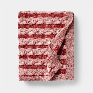 50"x60" Twisted Cable Throw Blanket Burgundy/Cream